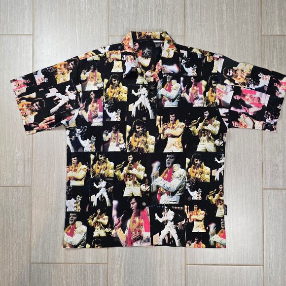 Dragonfly Multicolor Large Casual SS Shirt Elvis Presley Polyester XLarge - Picture 2 of 10